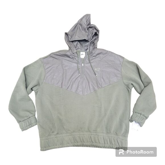 Nike Sportswear Icon Clash Quarter Zip Hoodie Oversized Army Green Size M - Picture 2 of 9